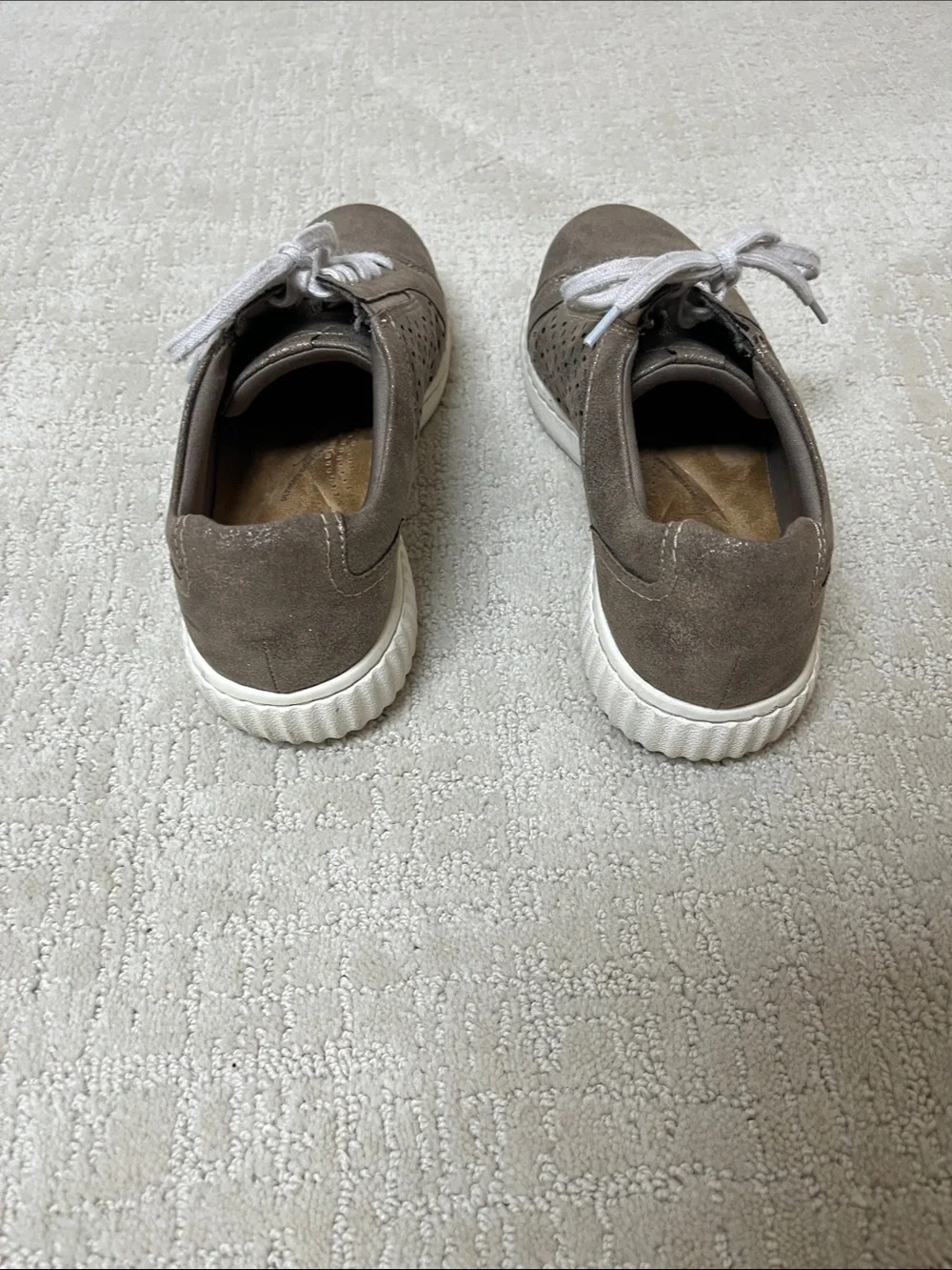 Clarks Metallic Taupe Lace-Up Sneakers with White Laces